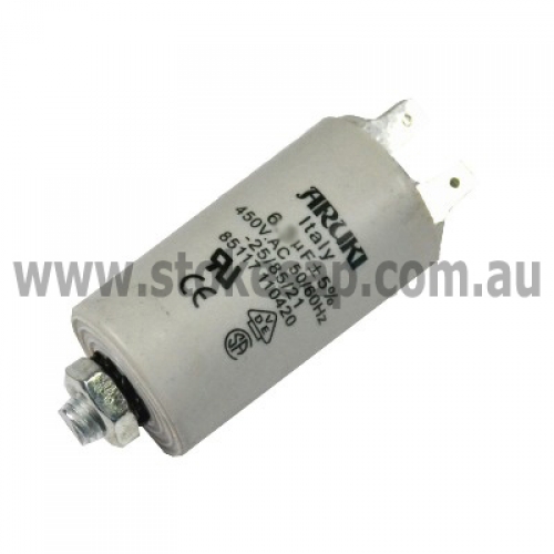UNIVERSAL MOTOR RUN CAPACITOR 6.3UF 450V 2 PIN ROUND TYPE - Click for more info